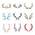 Vector set of vintage deer antlers