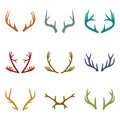 Vector set of vintage deer antlers