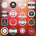 Vector set: vintage fathers day labels and icons on the blurred