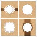 Vector set of vintage frames and banners with craft paper texture.