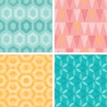 Vector Set Of Vintage Geometric Abstract Seamless Patterns Backgrounds With Linen Texture. Perfect for and modern Royalty Free Stock Photo