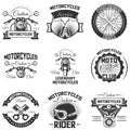 Vector set of vintage motorcycle emblems, labels, badges and logos Royalty Free Stock Photo