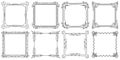 Set of decorative vintage frames. Hand-drawn vector illustration on white background Royalty Free Stock Photo