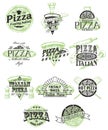 Vector set of vintage pizza badges labels logos