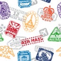 Vector set of vintage postage mail stamps seamless pattern