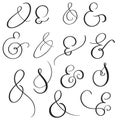 Vector set Vintage sign And Ampersand on white background. Calligraphy lettering illustration EPS10