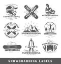 Vector set of vintage snowboarding labels