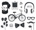 Vector set of vintage styled design hipster stuff. Hand drawn doodle templates for your design. Royalty Free Stock Photo