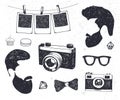 Vector set of vintage styled design hipster stuff. Hand drawn doodle templates for your design. Royalty Free Stock Photo