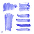 Vector set of violet, purple watercolor hand painted texture backgrounds Royalty Free Stock Photo