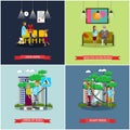 Vector set of voluntary organization services concept posters, flat style