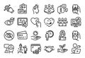 Vector set of Waiting, Builder warning and Like video line icons set. Vector