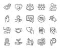 Vector set of Waiting, Builder warning and Like video line icons set. Vector