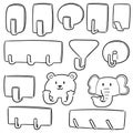 Vector set of wall hooks Royalty Free Stock Photo