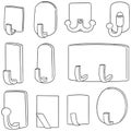 Vector set of wall hooks Royalty Free Stock Photo