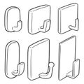 Vector set of wall hooks Royalty Free Stock Photo