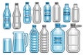 Vector Set of Water Bottles Royalty Free Stock Photo