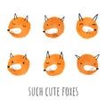 Vector set of watercolor foxes. Hand-drawn style. Cute animals Royalty Free Stock Photo
