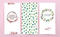 Vector set of watercolor hand drawn cards for Merry Christmas celebration congratulation cards, patterns, party invitation and pac Royalty Free Stock Photo
