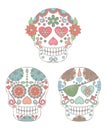 Vector Set of Watercolor Style Day of the Dead Skulls