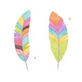 Vector Set of Watercolor Style Feathers Royalty Free Stock Photo