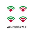 Vector set of Watermelon Wi Fi logo. Royalty Free Stock Photo