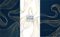 Vector set of wave gold patterns. luxury abstract line art, elegant curve textures. Premium labels, cards, minimal