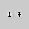 Vector set of WC icons isolated on a white background. Washroom icon. Restroom sign. Gender icon. Male and female sign Royalty Free Stock Photo