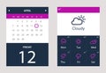 Vector set of Weather and Calendar Widget UI Royalty Free Stock Photo