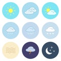 Vector set of weather and climate conditions icons