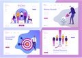 Vector set of web page design templates for business, finance and marketing. Modern character illustrations for website Royalty Free Stock Photo