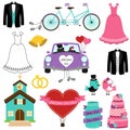 Vector Set of Wedding and Bridal Themed Images