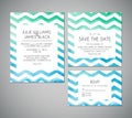 Vector set Wedding invitation cards with watercolor background