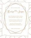 Vector set of wedding invitations. On a white gray background with gold lines, stripes, guides. In a decorative geometric frame. Royalty Free Stock Photo