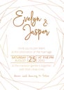 Vector set of wedding invitations. On a white gray background with gold lines, stripes, guides. In a decorative vertical frame.