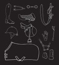 Vector set of white horse equestrian equipment Royalty Free Stock Photo
