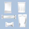 Vector set of white polyethylene foil package