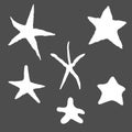 Vector Set of White Silhouette Starfishes Royalty Free Stock Photo