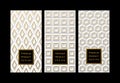 Vector set of White volume 3D backgrounds of geometric shapes with gold accents for packaging, design of luxury products