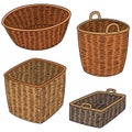 Vector set of wicker baskets