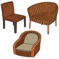 Vector set of wicker chair