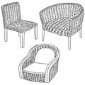 Vector set of wicker chair