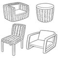 Vector set of wicker chair