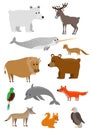 Vector set Wild animals. North America.