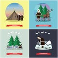 Vector set of wild north posters, banners in flat style