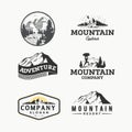 Vector set of wilderness and nature outdoor vintage logos, emblems, silhouettes and design elements