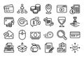 Vector set of Wine glass, Article and Typewriter line icons set. Vector