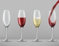 Vector set of wine glasses with alcoholic drinks Royalty Free Stock Photo