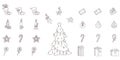 Outline Set Christmas and Happy New Year symbols Royalty Free Stock Photo