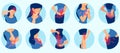 Vector set of a woman with body pain Royalty Free Stock Photo